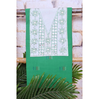 Green Hand Embroidered Cotton Kurti