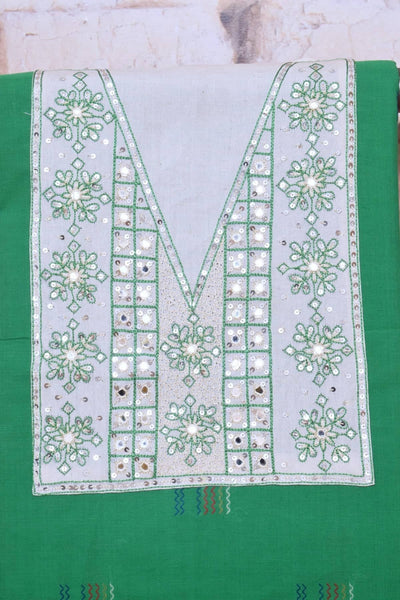 Green Hand Embroidered Cotton Kurti