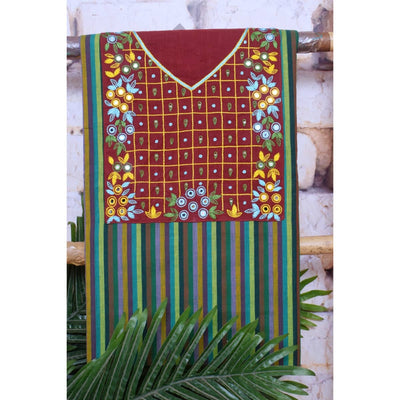 Green Hand Embroidered Cotton Kurti