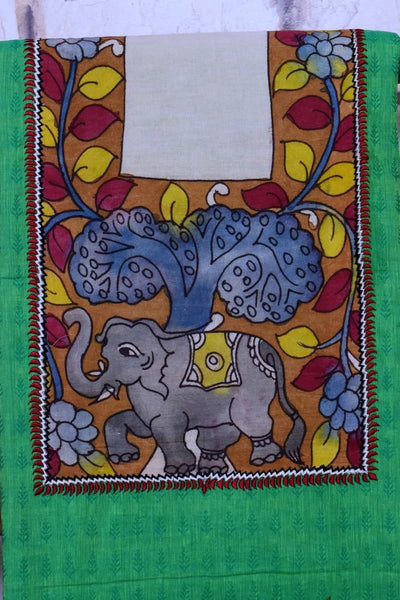 Pen Kalamkari Kurti Fabric - SSEthnics