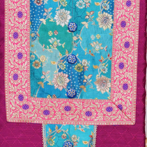 Purple Cotton Silk Brocade Patchwork Kurti