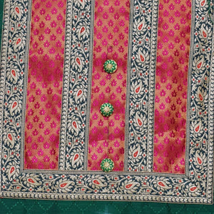 Green Cotton Silk Brocade Patchwork Kurti