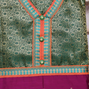 Purple Cotton Silk Brocade Patchwork Kurti