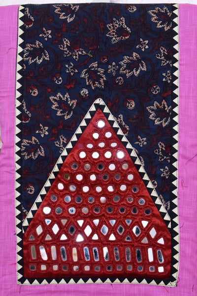 Pink Ajrakh Patch Mirror Work Cotton Kurti