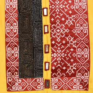 Yellow Cotton Silk Mashru Patchwork Kurti