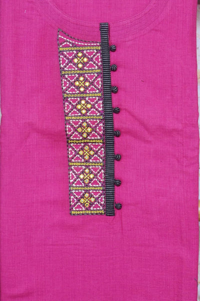 Pink Customised Cotton Embroidered Kurti
