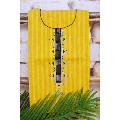 Yellow Customised Cotton Embroidered Kurti