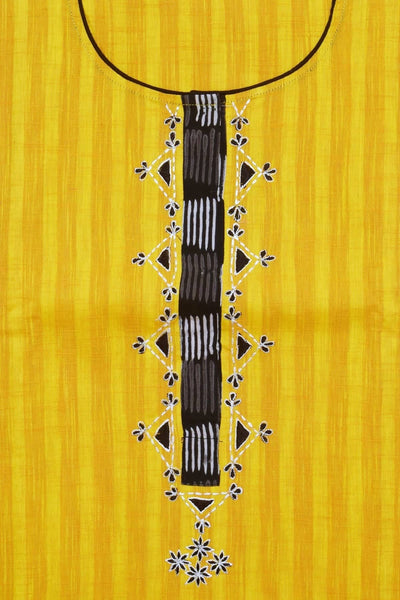 Yellow Customised Cotton Embroidered Kurti