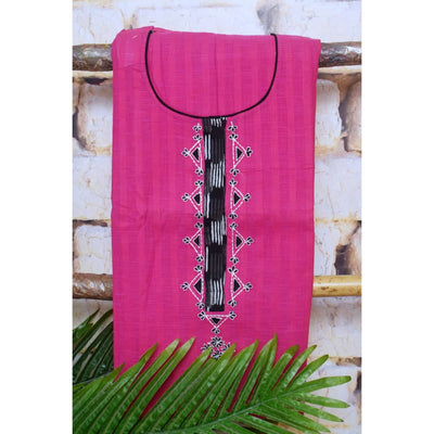 Pink Customised Cotton Embroidered Kurti
