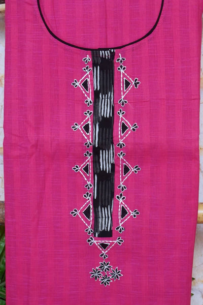Pink Customised Cotton Embroidered Kurti