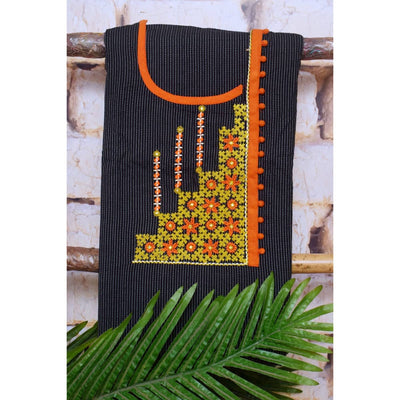 Black Customised Cotton Embroidered Kurti