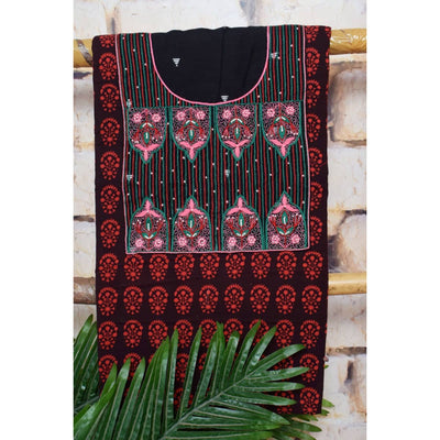 Red Bagh Hand Embroidered Cotton Kurti