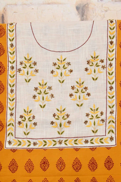 Yellow Bagh Hand Embroidered Cotton Kurti