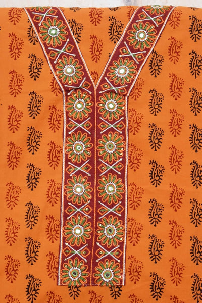 Orange Bagh Hand Embroidered Cotton Kurti