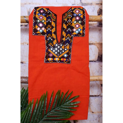 Red Cotton Kutch Old Work Kurti
