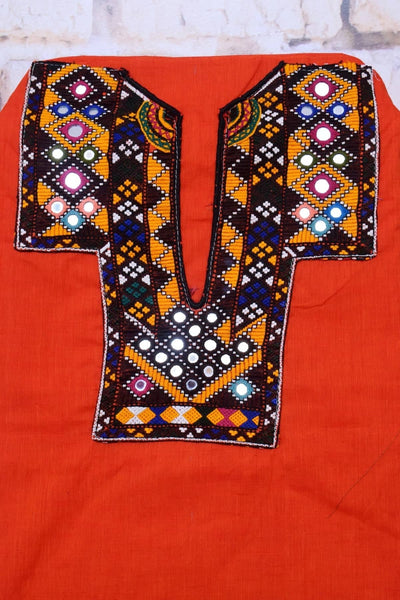 Red Cotton Kutch Old Work Kurti