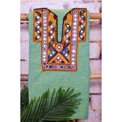 Green Cotton Kutch Old Work Kurti