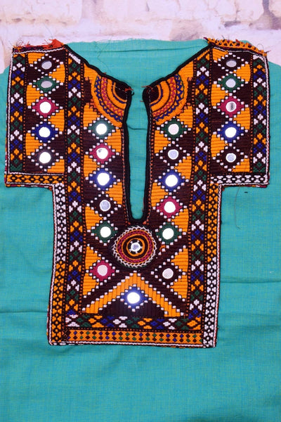 Sea Green Cotton Kutch Old Work Kurti