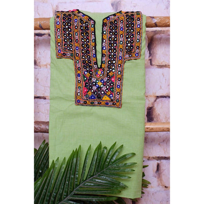 Green Cotton Kutch Old Work Kurti