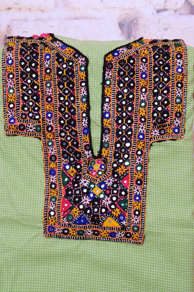 Green Cotton Kutch Old Work Kurti