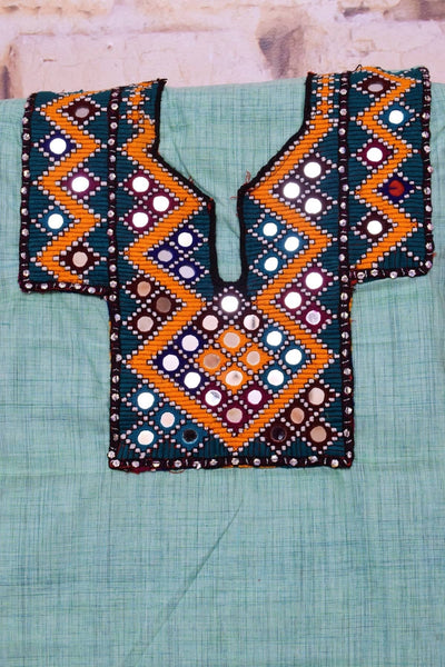 Sea Green Cotton Kutch Old Work Kurti