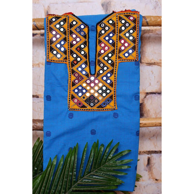Blue Cotton Kutch Old Work Kurti