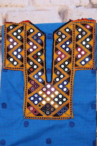 Blue Cotton Kutch Old Work Kurti