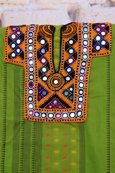 Green Cotton Kutch Old Work Kurti