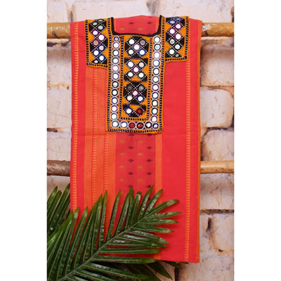 Red Cotton Kutch Old Work Kurti