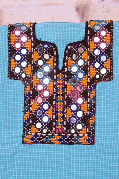 Blue Cotton Kutch Old Work Kurti