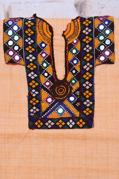 Peach Cotton Kutch Old Work Kurti