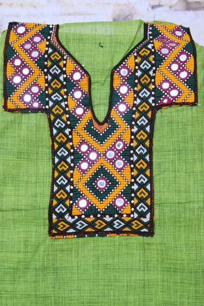 Green Cotton Kutch Old Work Kurti