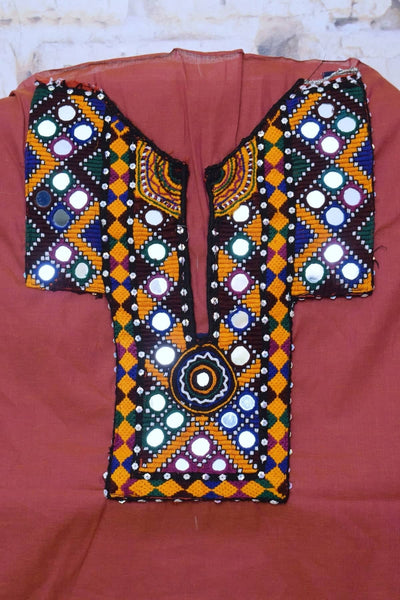 Onion Pink Cotton Kutch Old Work Kurti