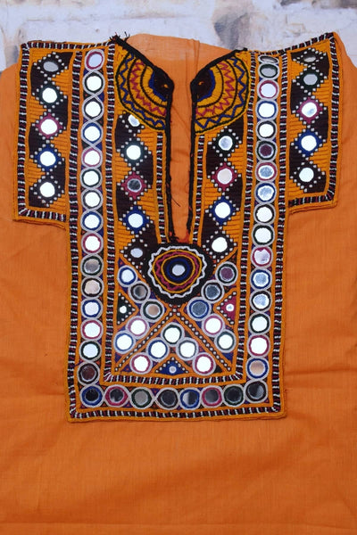 Yellow Cotton Kutch Old Work Kurti