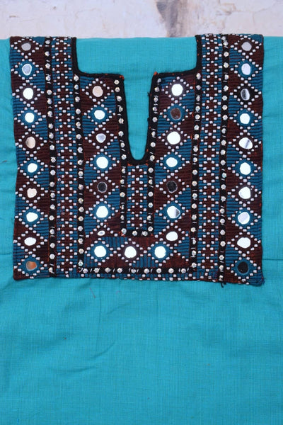 Blue Cotton Kutch Old Work Kurti