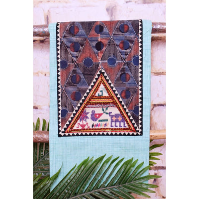 Blue Ajrakh Patch Kutch Vintage Work Cotton Kurti