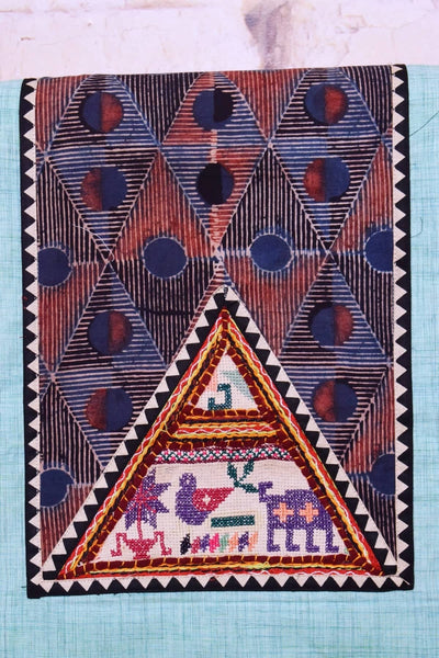 Blue Ajrakh Patch Kutch Vintage Work Cotton Kurti