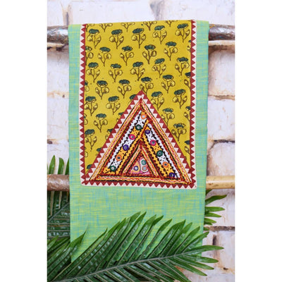 Green Ajrakh Patch Kutch Vintage Work Cotton Kurti