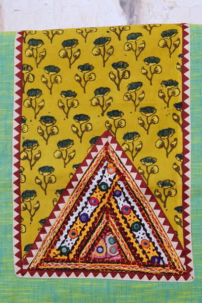 Green Ajrakh Patch Kutch Vintage Work Cotton Kurti