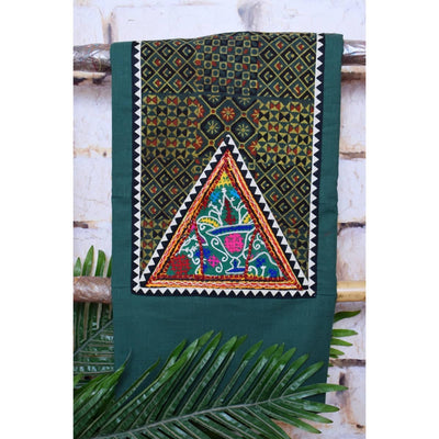 Green Ajrakh Patch Kutch Vintage Work Cotton Kurti
