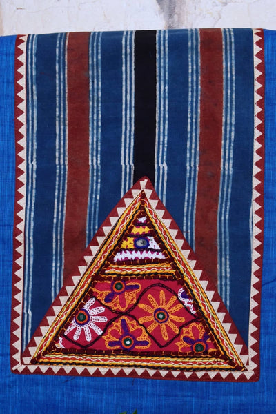 Blue Ajrakh Patch Kutch Vintage Work Cotton Kurti