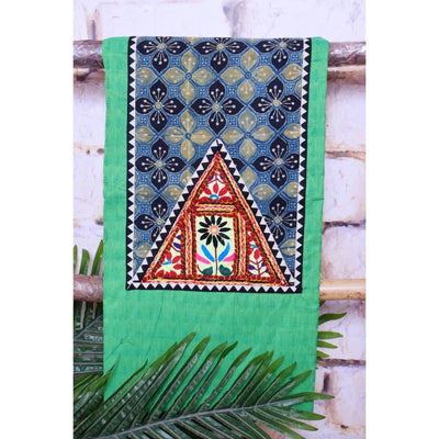 Green Ajrakh Patch Kutch Vintage Work Cotton Kurti