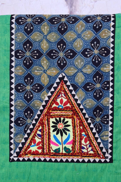 Green Ajrakh Patch Kutch Vintage Work Cotton Kurti