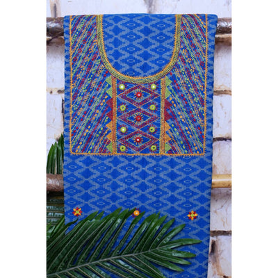 Blue Lambani Hand Embroidered  Cotton Kurti