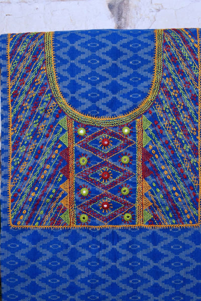 Blue Lambani Hand Embroidered  Cotton Kurti