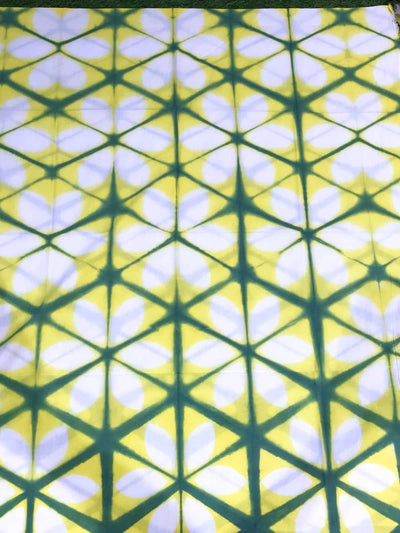 Green Clamp Dyed Cotton Kurti Fabric