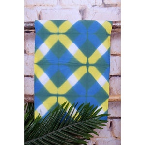 Blue Clamp Dyed Cotton Kurti Fabric