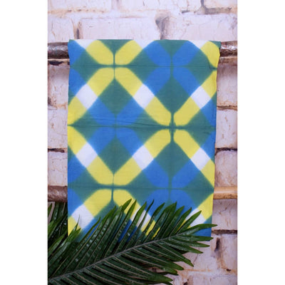 Blue Clamp Dyed Cotton Kurti Fabric