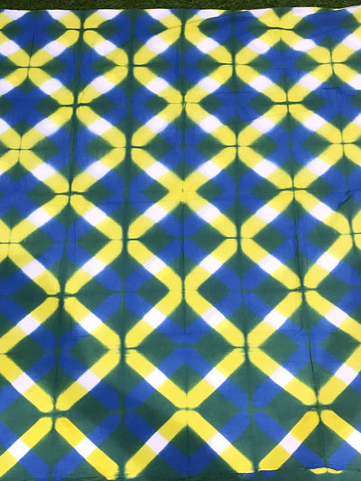 Blue Clamp Dyed Cotton Kurti Fabric