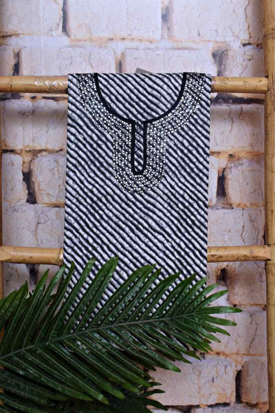 Grey Mirror work Gota Cotton Printed Kurti - SSEthnics